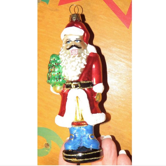 Impuls Santa Nutcracker Ornament, Mouth Blown, Hand Painted, Flaws In Paint, NEW - Picture 1 of 7